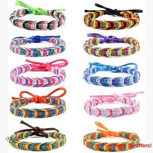 Handmade Adjustable Wax Cord Friendship Bracelets Set